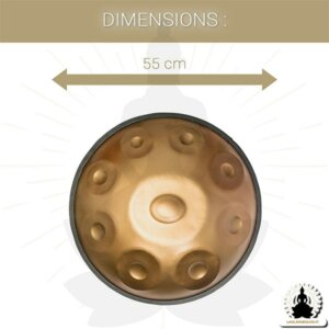 9 Nuotin Handpan – Kultainen – D Molli – Lisävarusteet Mukana (2)