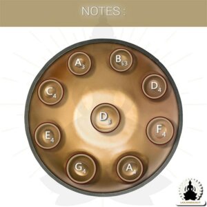 9 Nuotin Handpan – Kultainen – D Molli – Lisävarusteet Mukana (6)