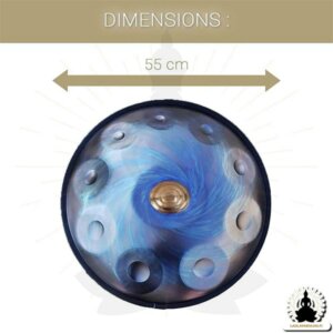 10 Nuotin Handpan – Steel Blue – D Molli – Lisävarusteet Mukana (4)
