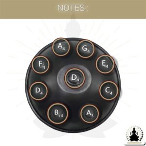 9 Nuotin Handpan – Dark Black – D molli – Lisävarusteet Mukana (2)