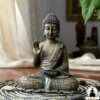 Buddha patsas Käsin tehty ja käsin maalattu hartsista valmistettu Buddha-patsas (21,5 cm) Zen Meditaatio Koristeeksi (1)
