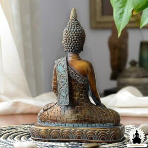 Buddha patsas Käsintehty hartsista valmistettu thaimaalainen Buddha-patsas (23 cm) Zen Meditaatio Koristeeksi (3)