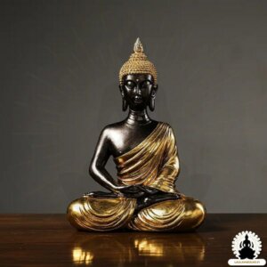 Buddha patsas Käsintehty kultainen hartsi Buddha Zen Meditaatio Koristeena (1)
