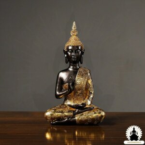 Buddha patsas Käsintehty kultainen hartsi Buddha Zen Meditaatio Koristeena (3)