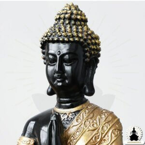 Buddha patsas Musta ja kultainen hartsibuddha (23 cm) Zen Meditaatio Koristeeksi (2)