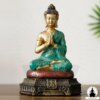 Buddha patsas Vihreä ja kultainen hartsibuddha (23 cm) Zen Meditaatio Koristeeksi (1)
